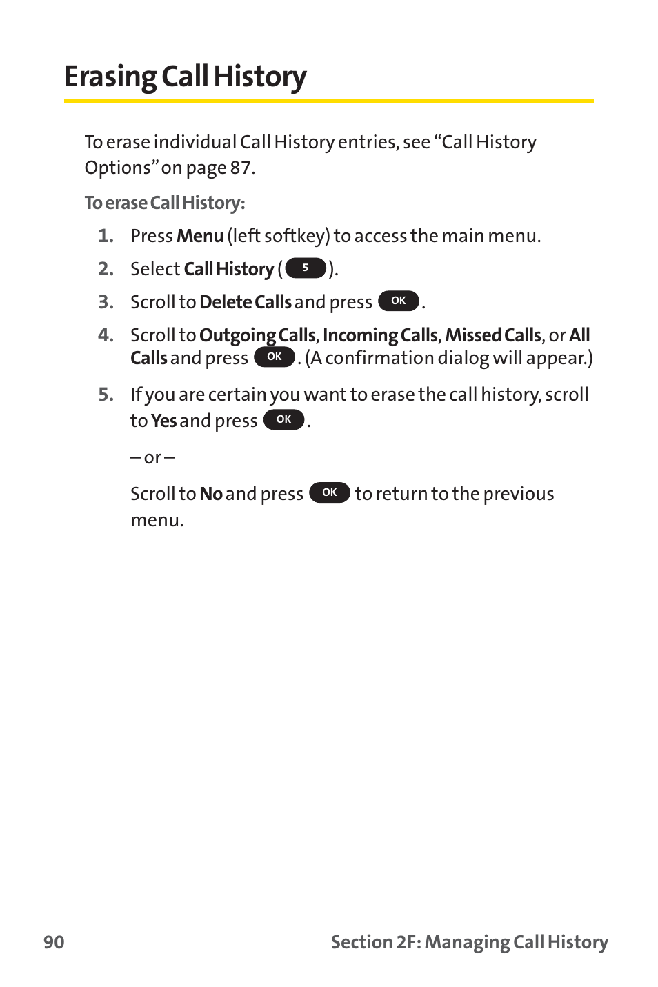 Erasing call history | Sprint Nextel PM-225 User Manual | Page 98 / 216