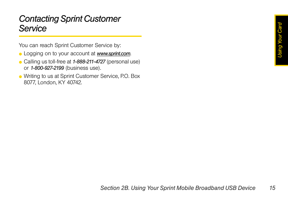 Contacting sprint customer service | Sprint Nextel OVATION U760 User Manual | Page 21 / 38