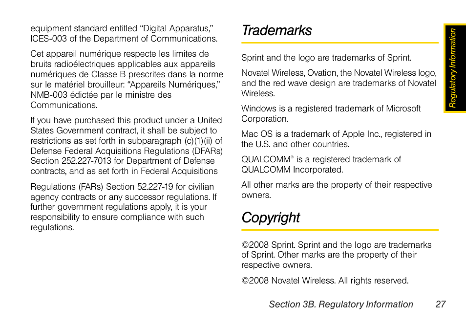 Trademarks, Copyright | Sprint Nextel OVATION U760 User Manual | Page 33 / 38