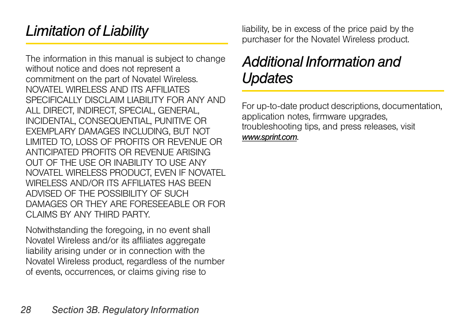 Limitation of liability, Additional information and updates | Sprint Nextel OVATION U760 User Manual | Page 34 / 38