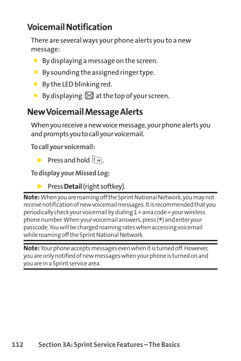 Voicemail notification, New voicemail message alerts | Sprint Nextel LX160 User Manual | Page 124 / 185