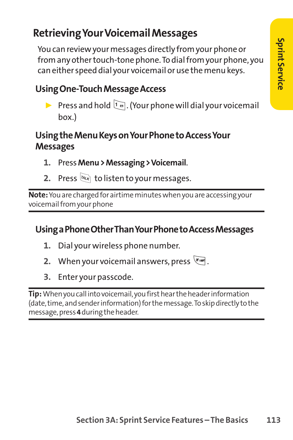 Retrievingyour voicemail messages | Sprint Nextel LX160 User Manual | Page 125 / 185
