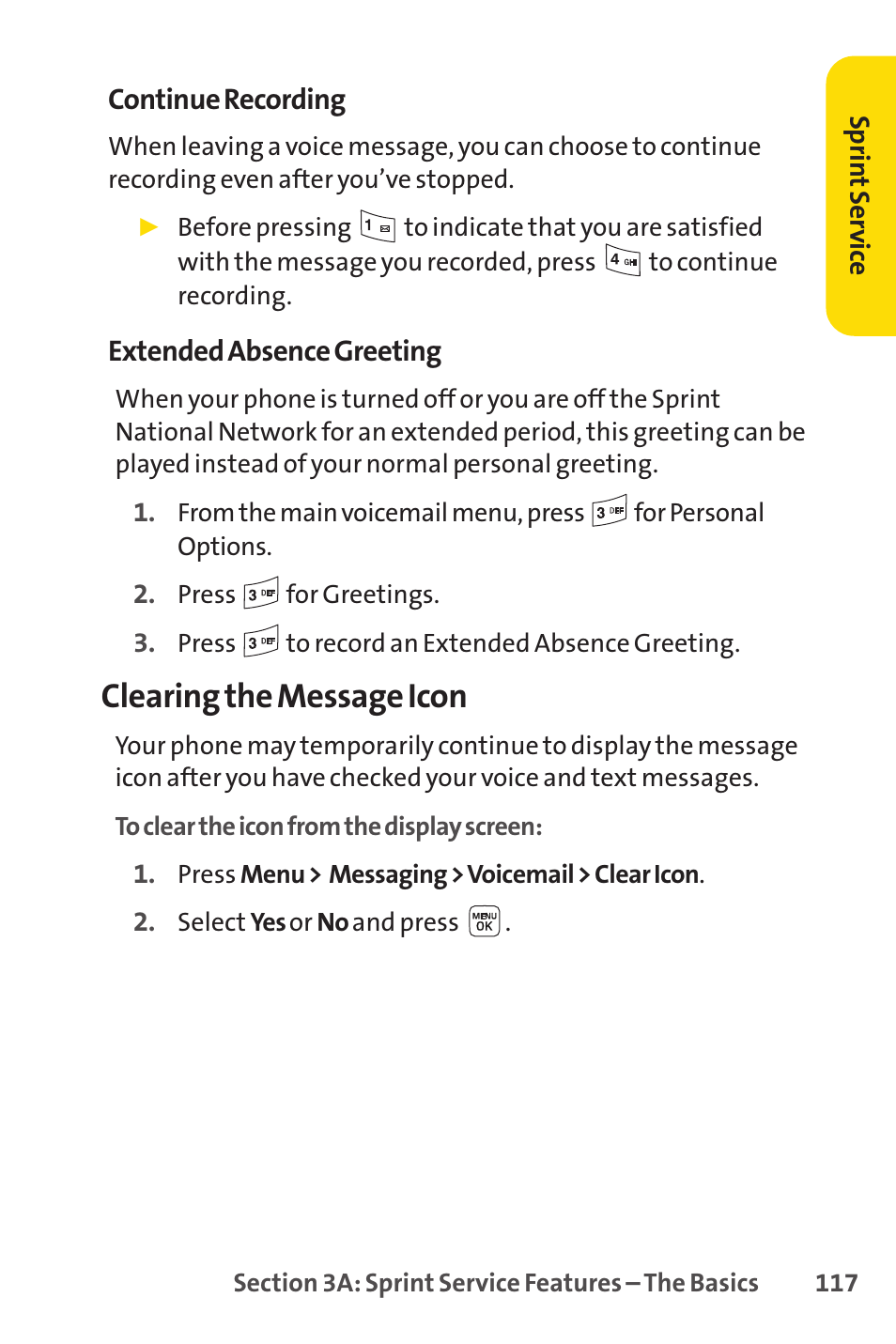 Clearing the message icon | Sprint Nextel LX160 User Manual | Page 129 / 185