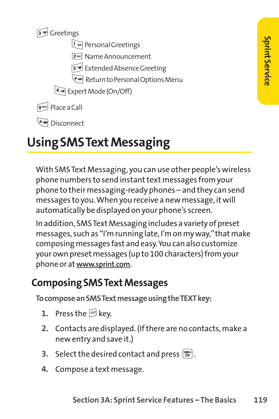 Using sms text messaging, Composing sms text messages | Sprint Nextel LX160 User Manual | Page 131 / 185