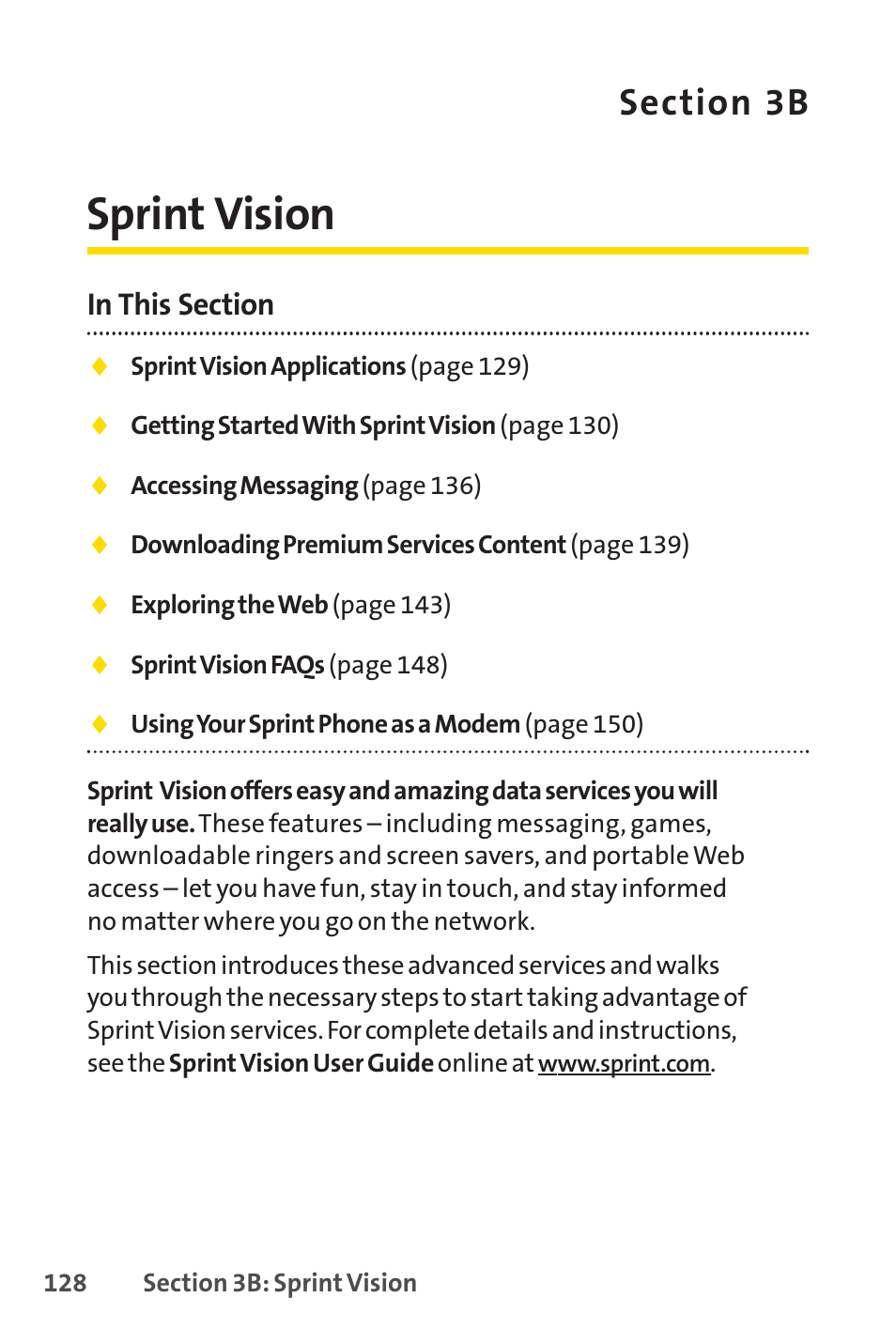 Sprint vision | Sprint Nextel LX160 User Manual | Page 140 / 185