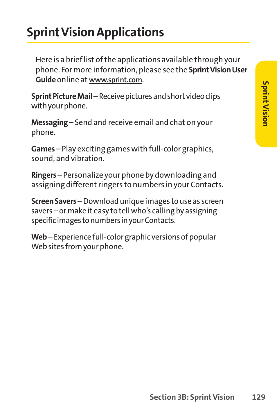 Sprint vision applications | Sprint Nextel LX160 User Manual | Page 141 / 185