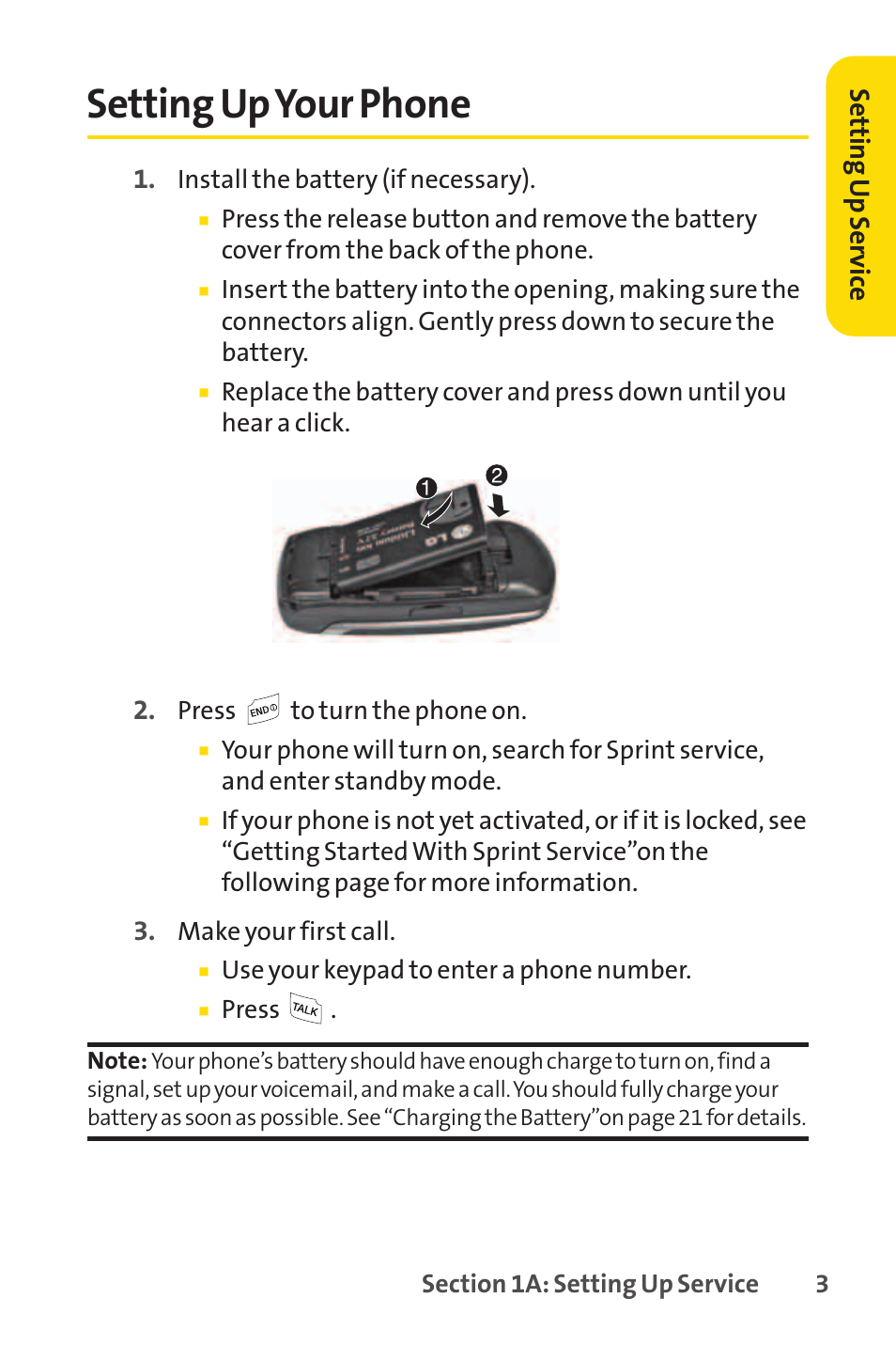 Setting up your phone, Setting up ser vice | Sprint Nextel LX160 User Manual | Page 15 / 185