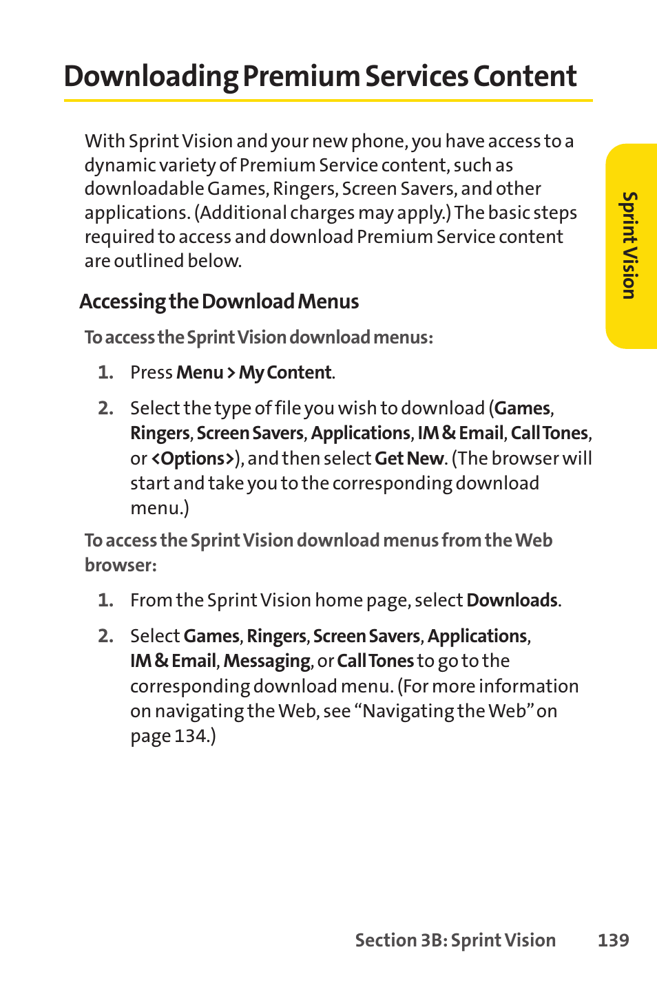 Downloading premium services content | Sprint Nextel LX160 User Manual | Page 151 / 185