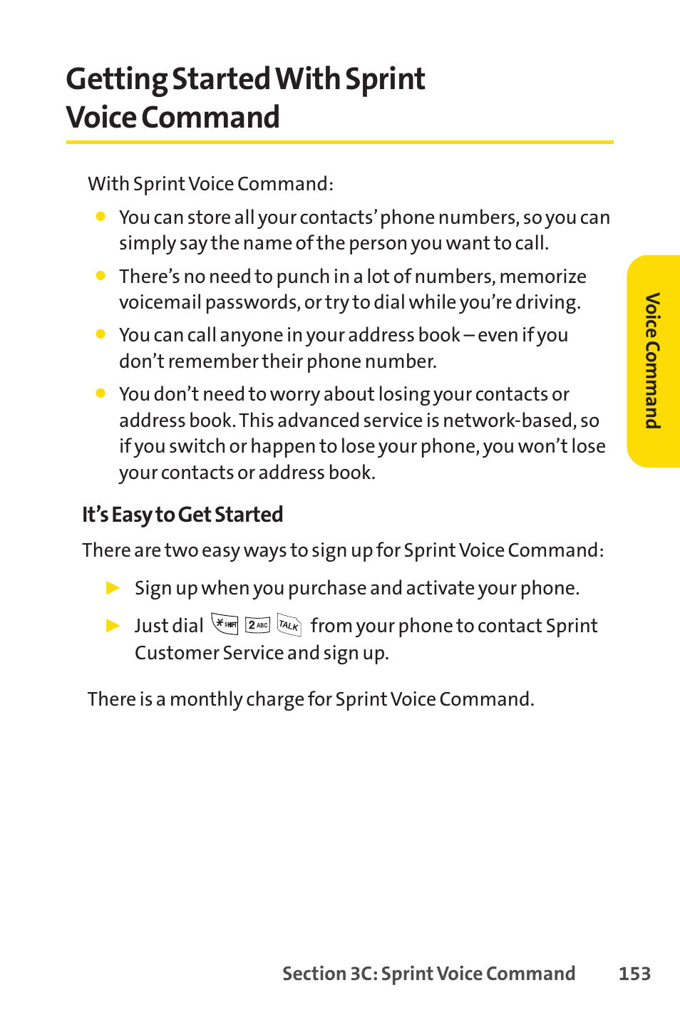 Getting startedwith sprint voice command, It’s easy to get started | Sprint Nextel LX160 User Manual | Page 165 / 185