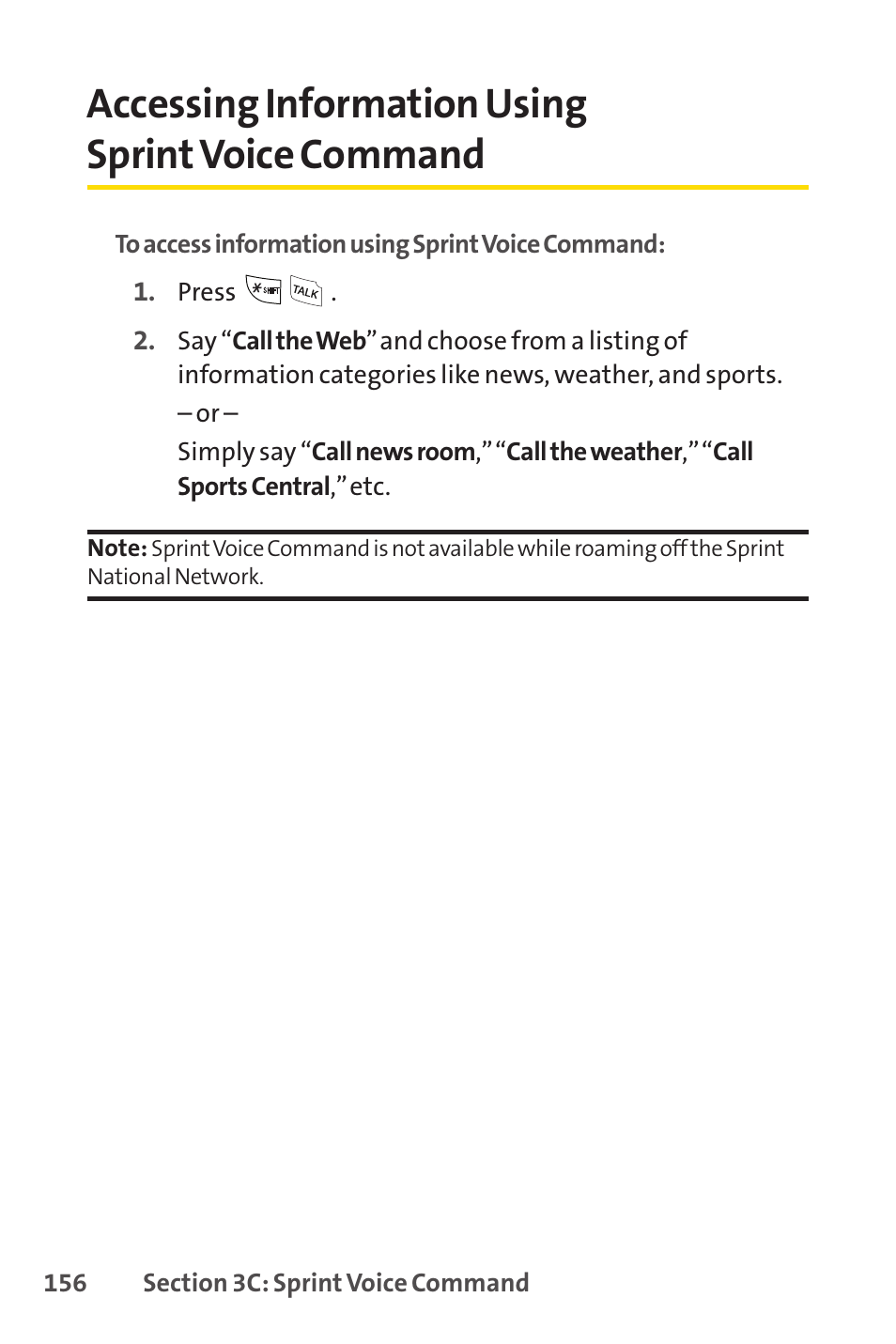 Accessing information using sprint voice command | Sprint Nextel LX160 User Manual | Page 168 / 185