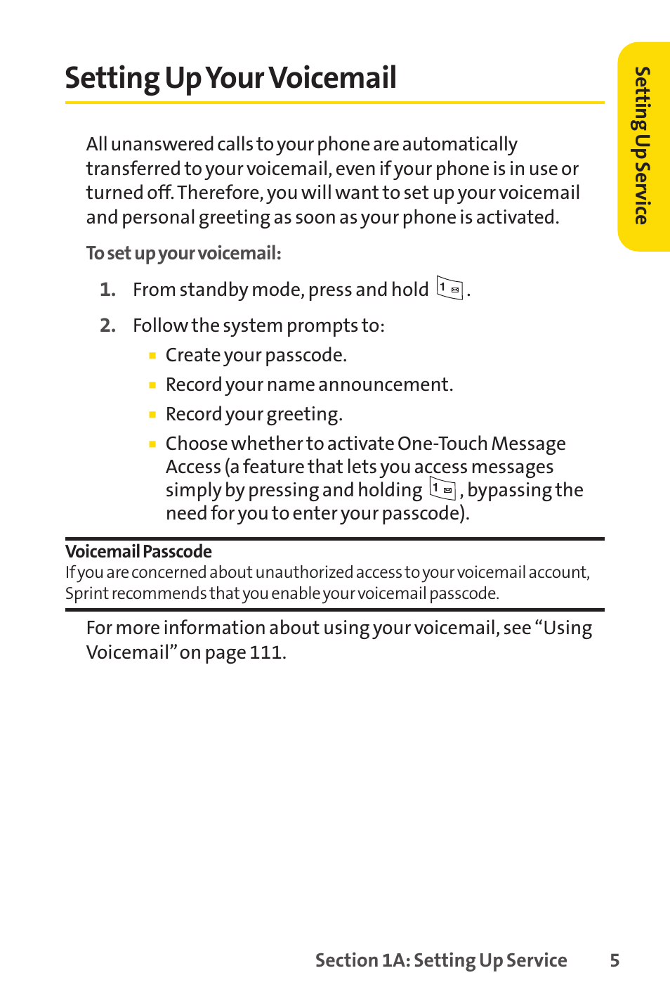 Setting upyour voicemail | Sprint Nextel LX160 User Manual | Page 17 / 185