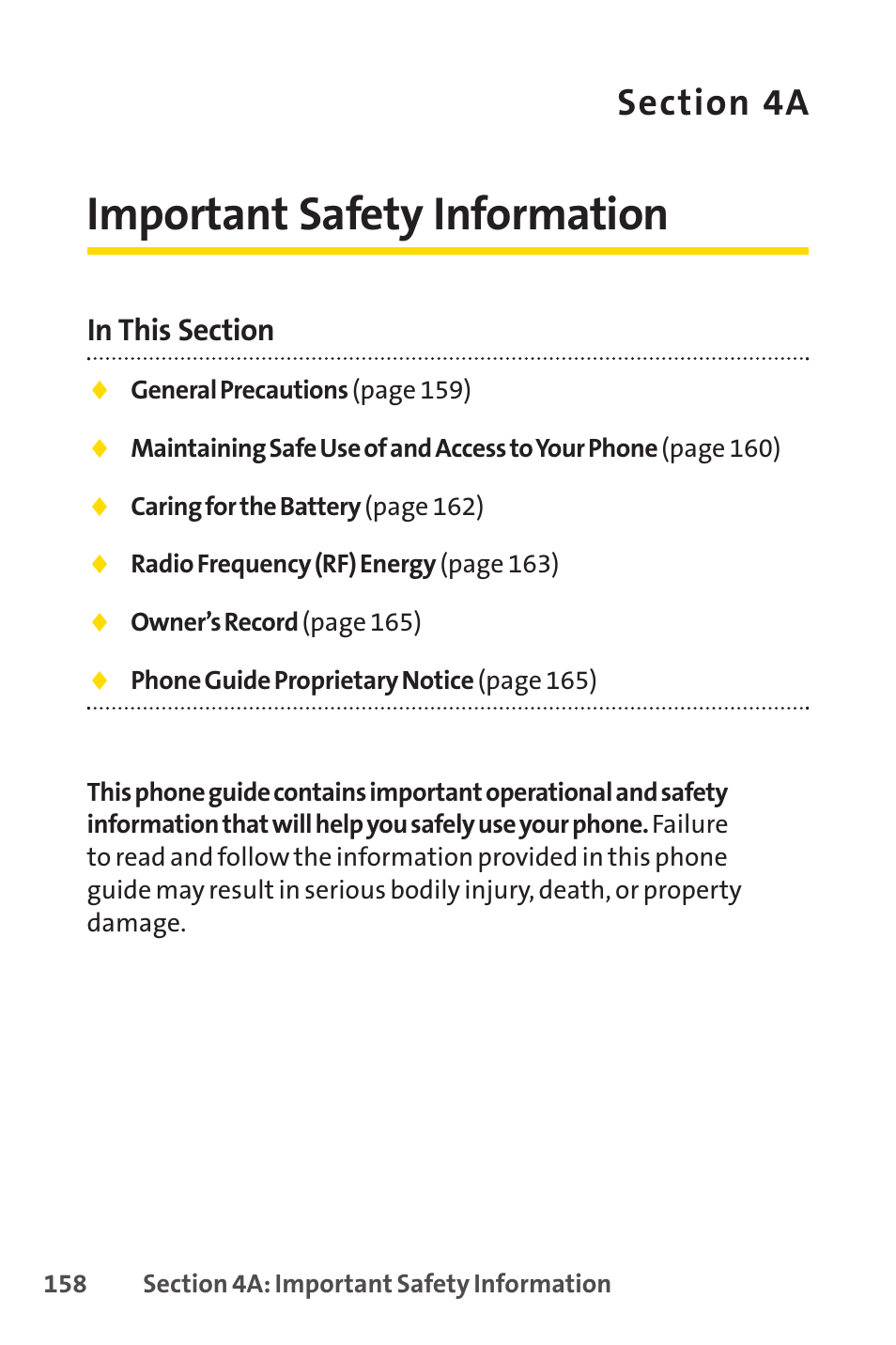 Important safety information | Sprint Nextel LX160 User Manual | Page 170 / 185