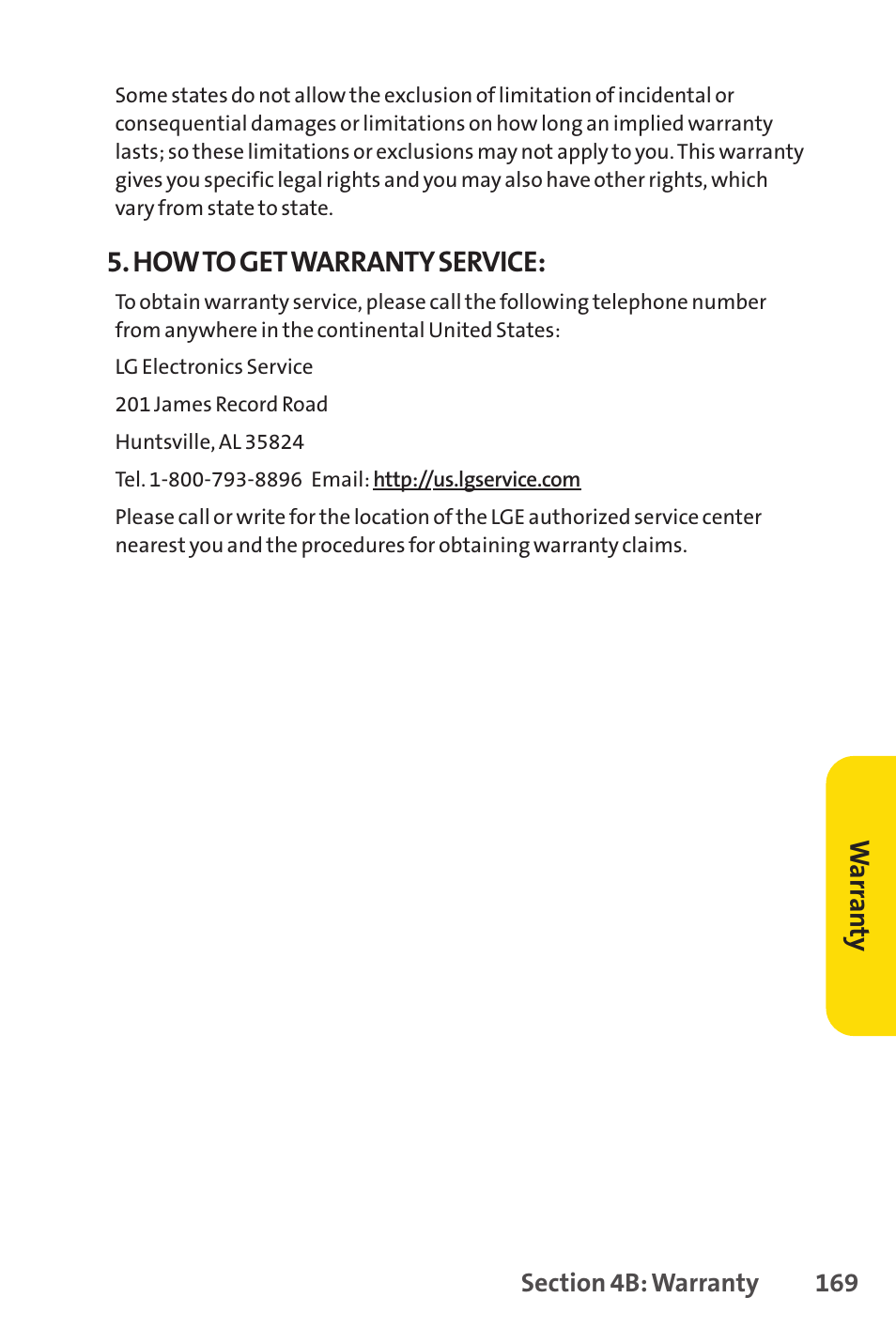 How to get warranty service, Warr an ty | Sprint Nextel LX160 User Manual | Page 181 / 185