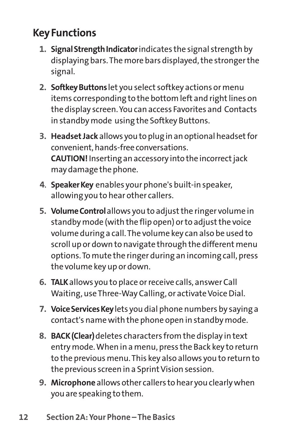 Key functions | Sprint Nextel LX160 User Manual | Page 24 / 185