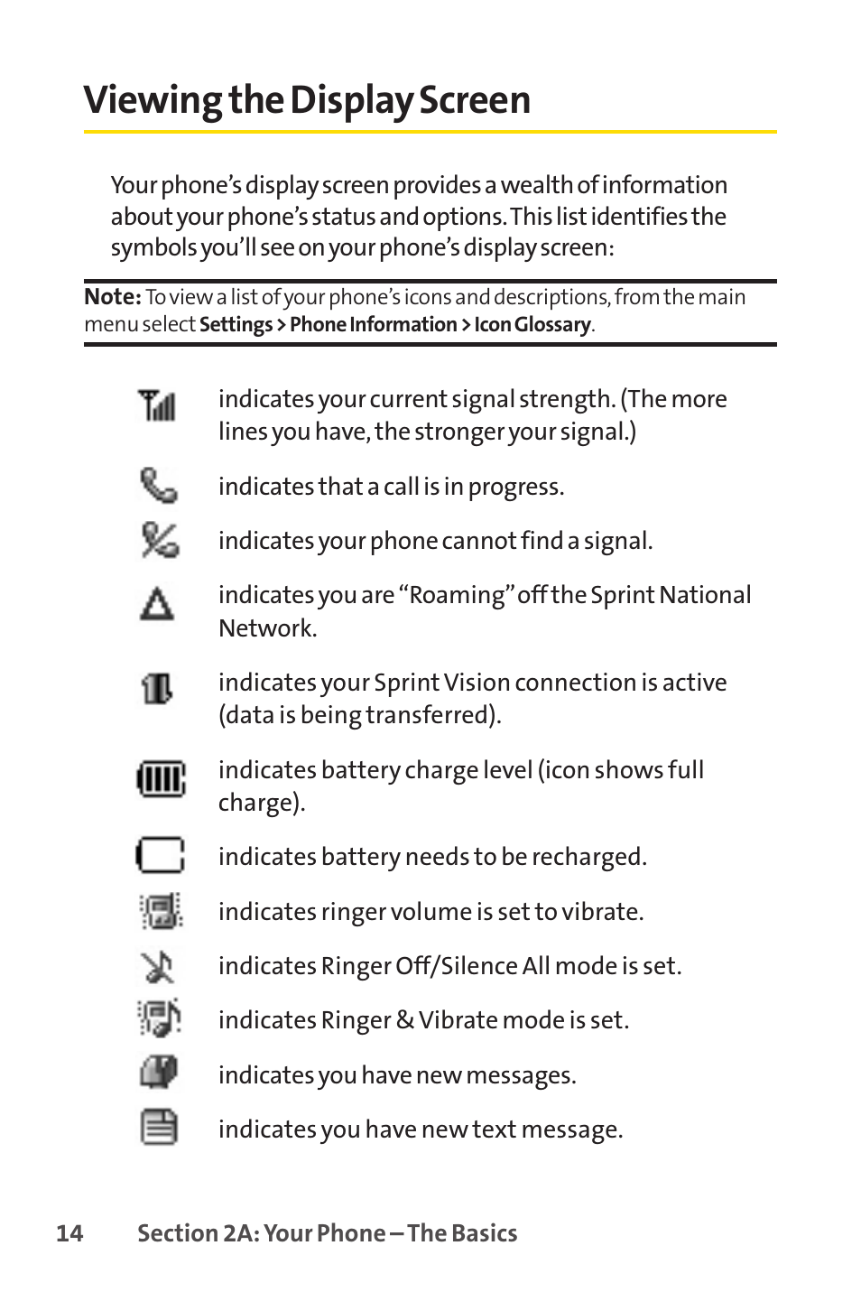 Viewing the display screen | Sprint Nextel LX160 User Manual | Page 26 / 185