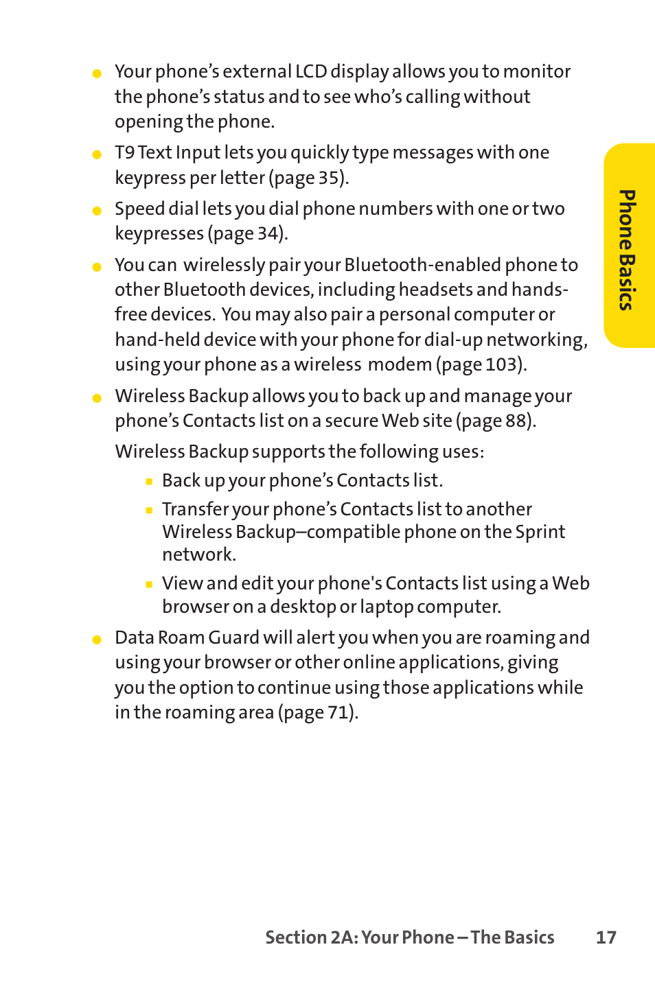 Phone basics, Back up your phone’s contacts list | Sprint Nextel LX160 User Manual | Page 29 / 185