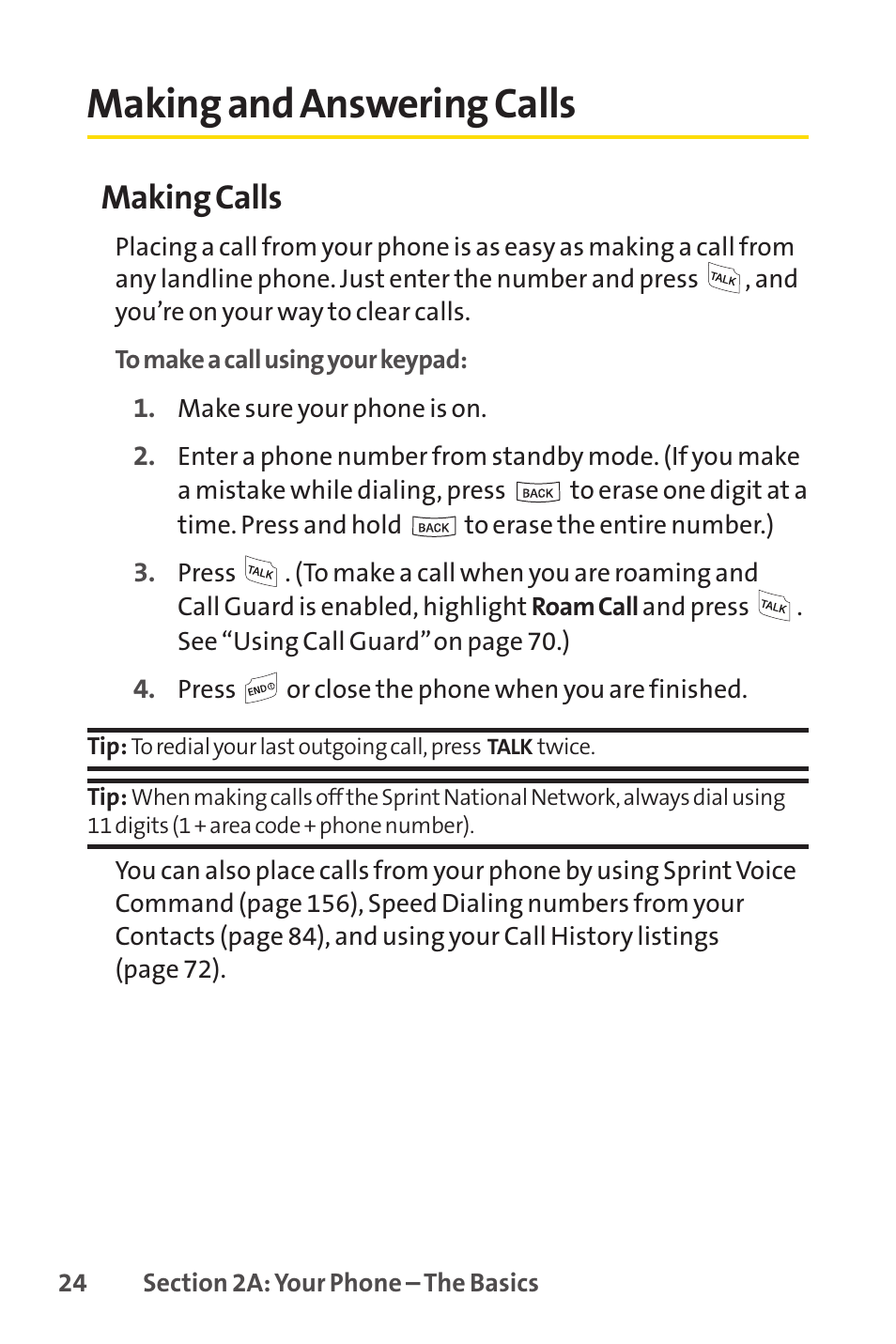 Making and answering calls, Making calls | Sprint Nextel LX160 User Manual | Page 36 / 185