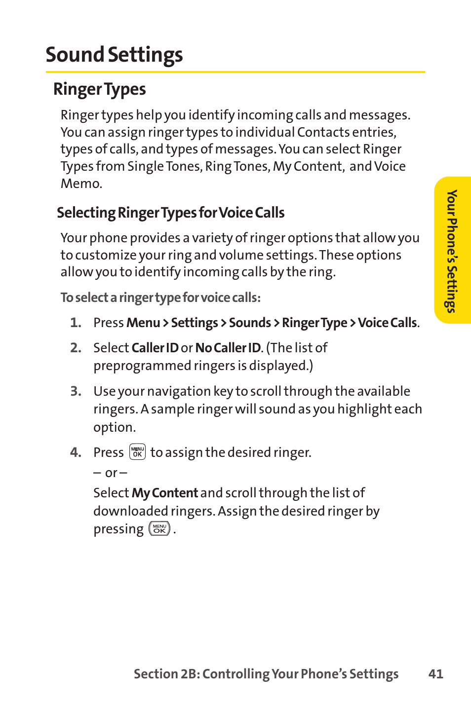 Sound settings, Ringer types | Sprint Nextel LX160 User Manual | Page 53 / 185