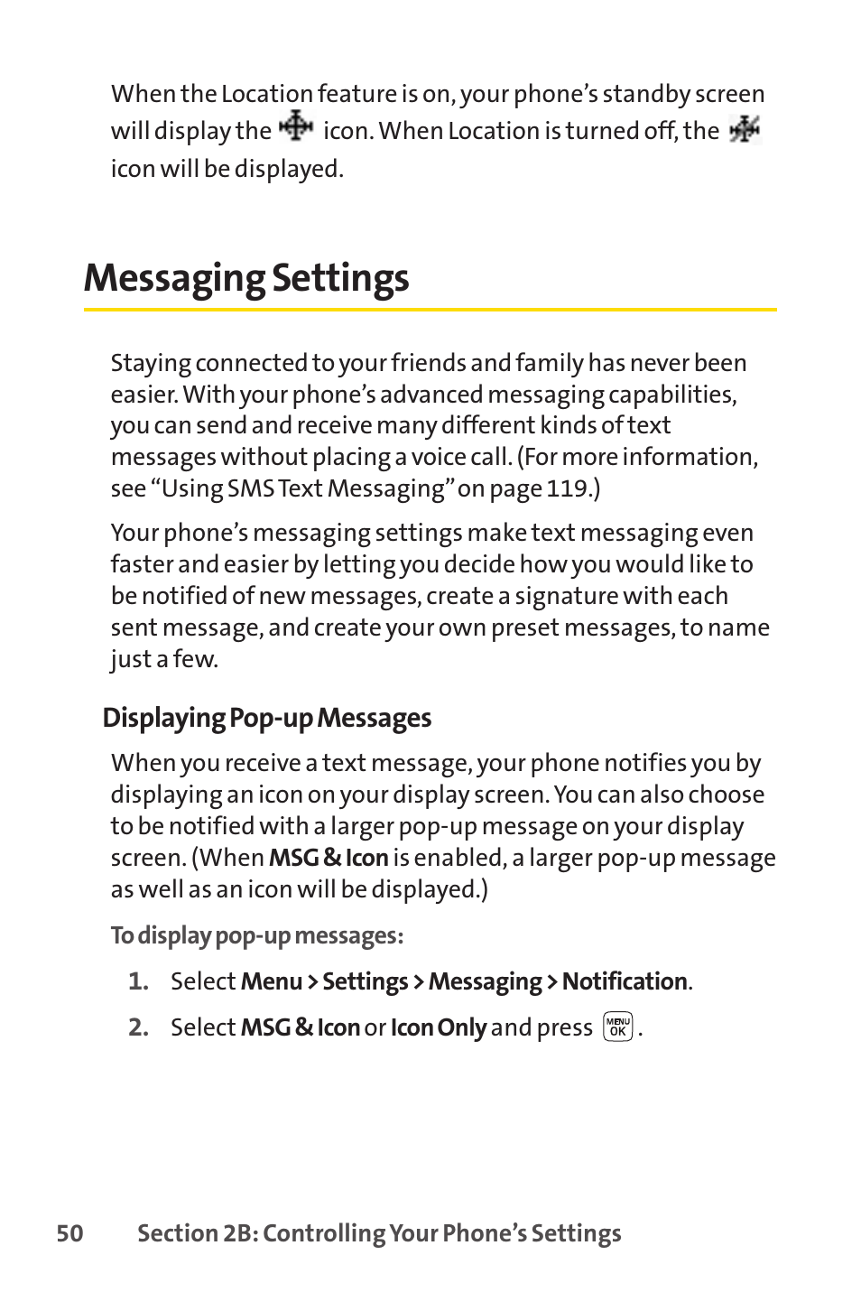 Messaging settings | Sprint Nextel LX160 User Manual | Page 62 / 185