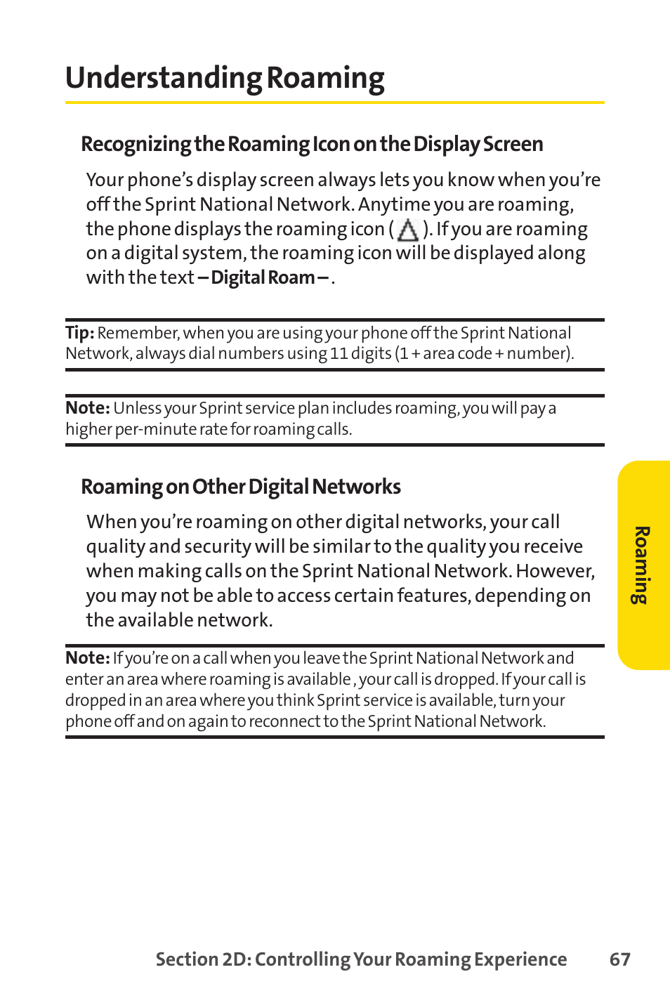 Understanding roaming | Sprint Nextel LX160 User Manual | Page 79 / 185