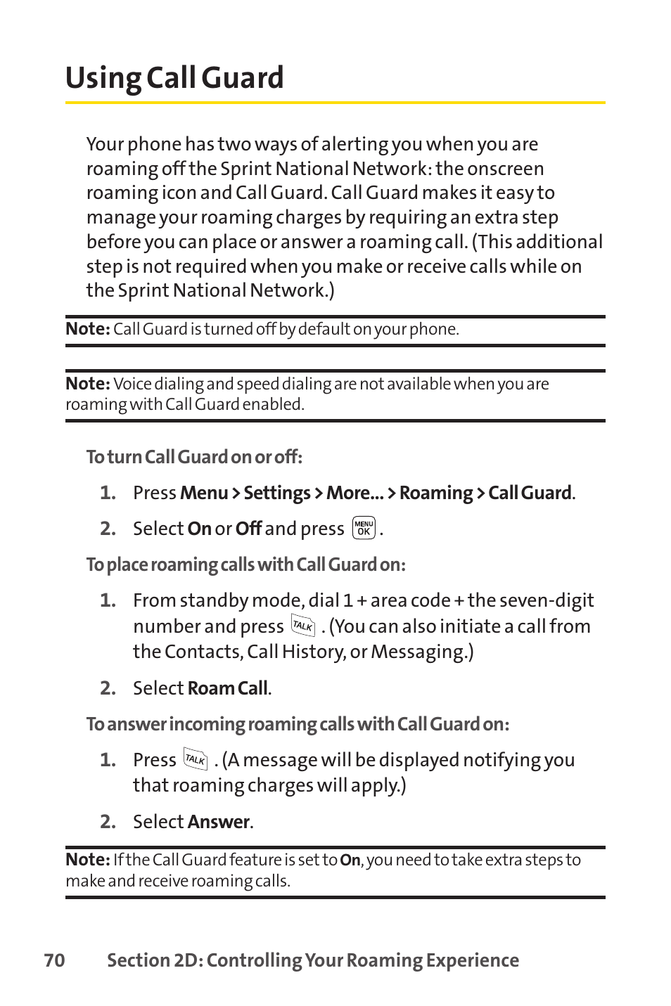 Using call guard | Sprint Nextel LX160 User Manual | Page 82 / 185