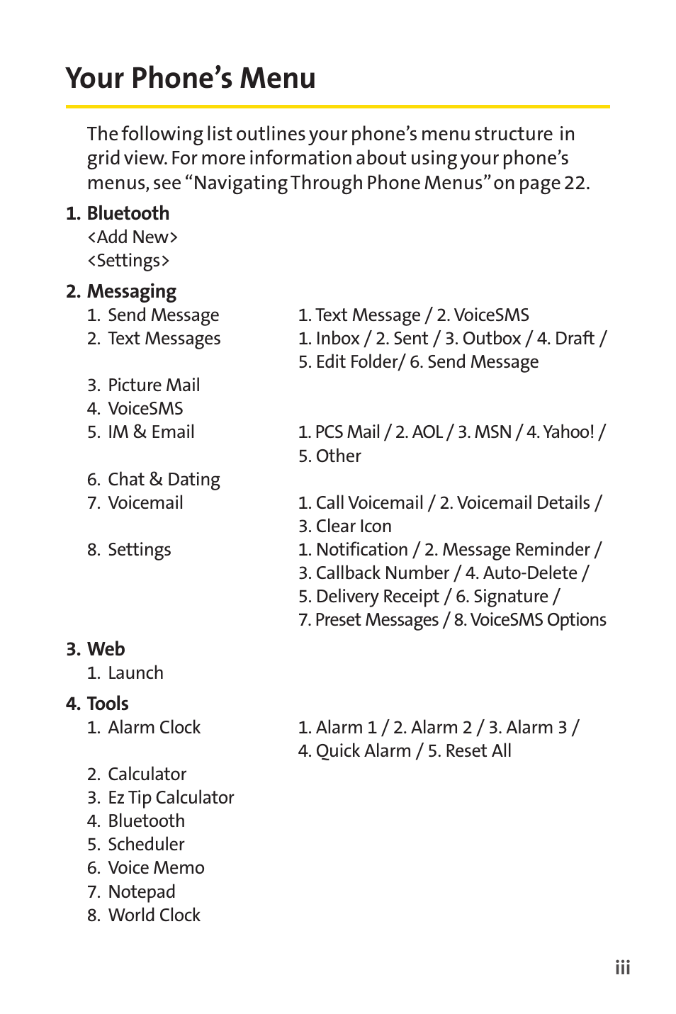 Your phone’s menu | Sprint Nextel LX160 User Manual | Page 9 / 185