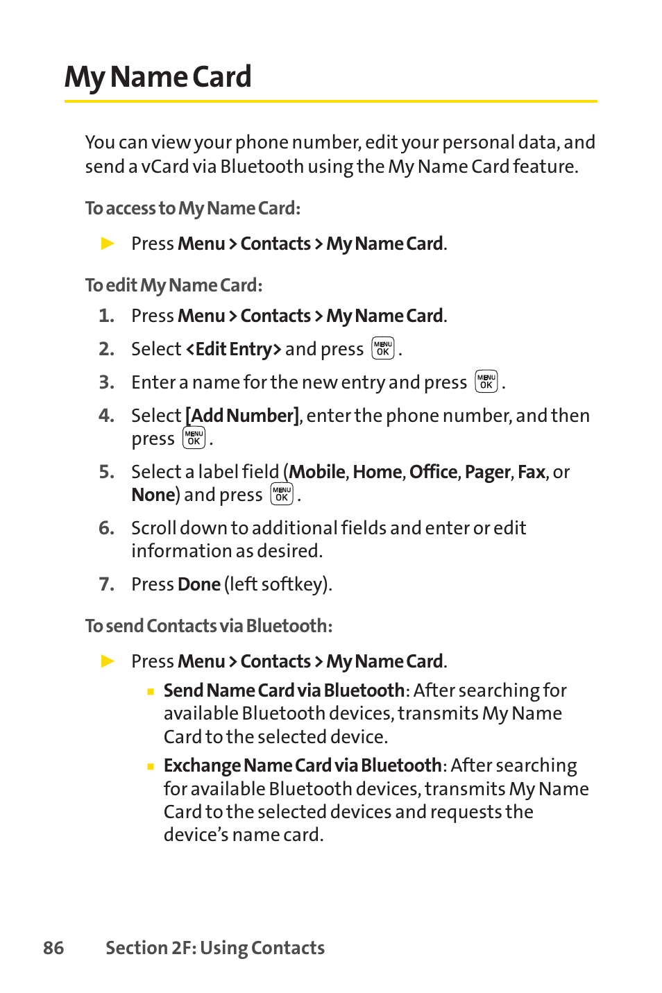 My name card | Sprint Nextel LX160 User Manual | Page 98 / 185