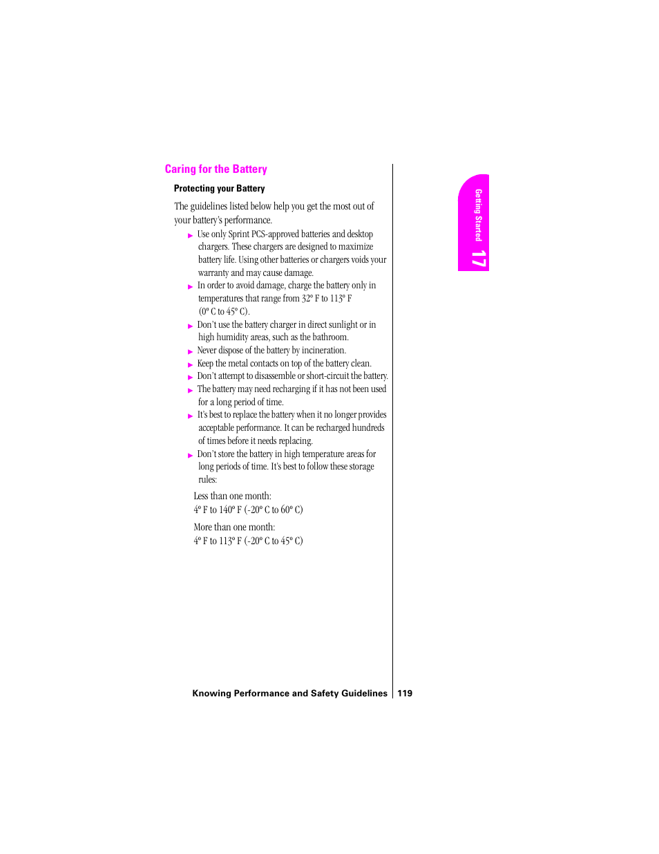 Caring for the battery | Samsung SPH-N200 User Manual | Page 121 / 152