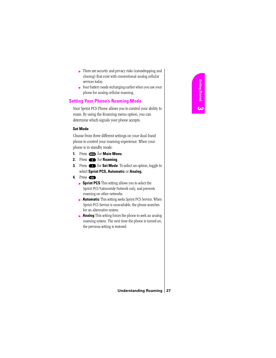 Setting your phone's roaming mode | Samsung SPH-N200 User Manual | Page 29 / 152