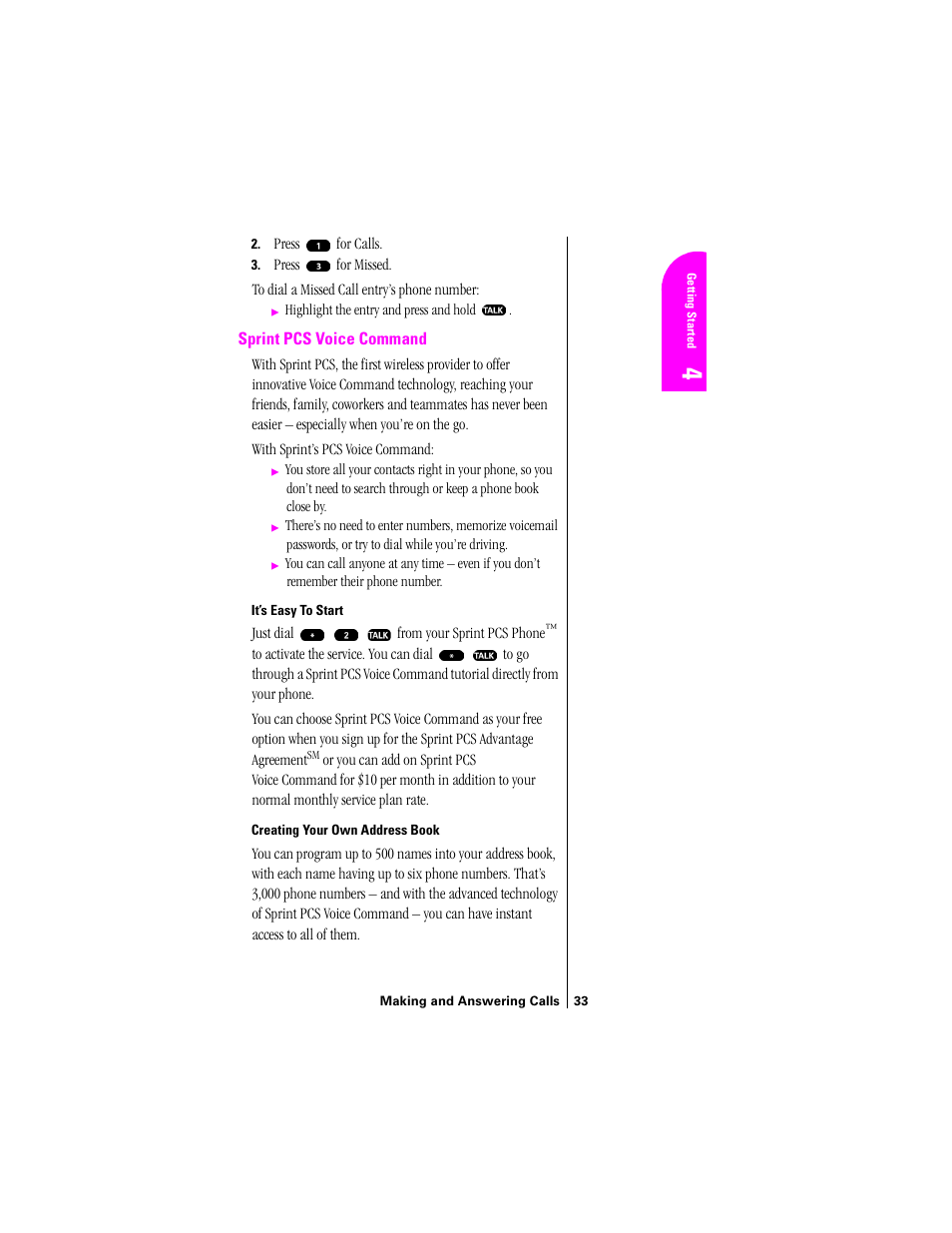 Sprint pcs voice command | Samsung SPH-N200 User Manual | Page 35 / 152