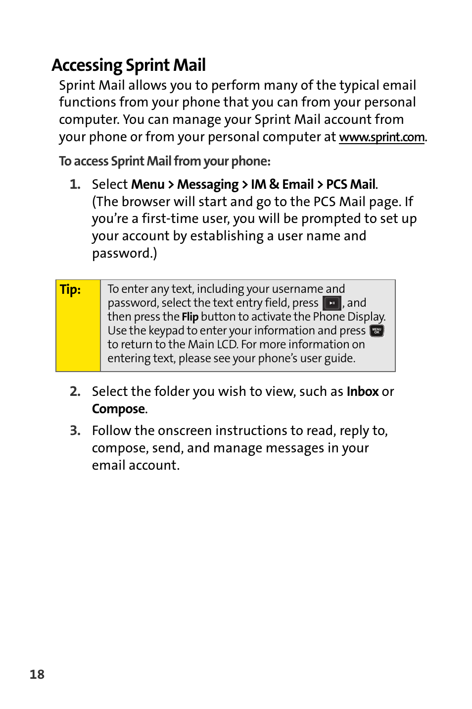 Accessing sprint mail | Sprint Nextel m620 User Manual | Page 22 / 64