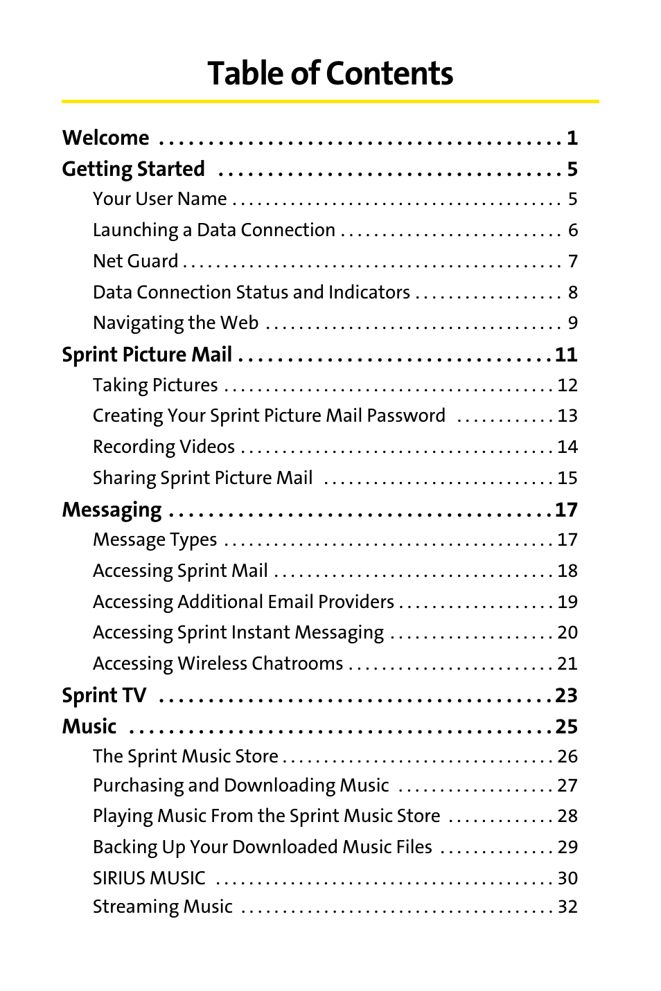 Sprint Nextel m620 User Manual | Page 3 / 64