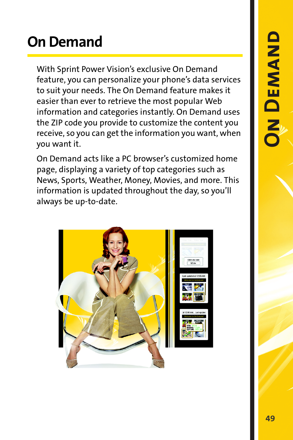 On demand, On dem an d | Sprint Nextel m620 User Manual | Page 53 / 64