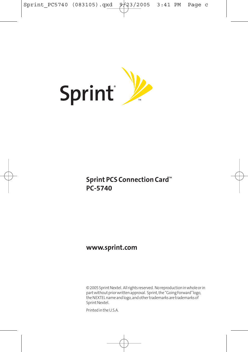 Sprint Nextel Sprint PCS Connection Card PC-5740 User Manual | 123 pages