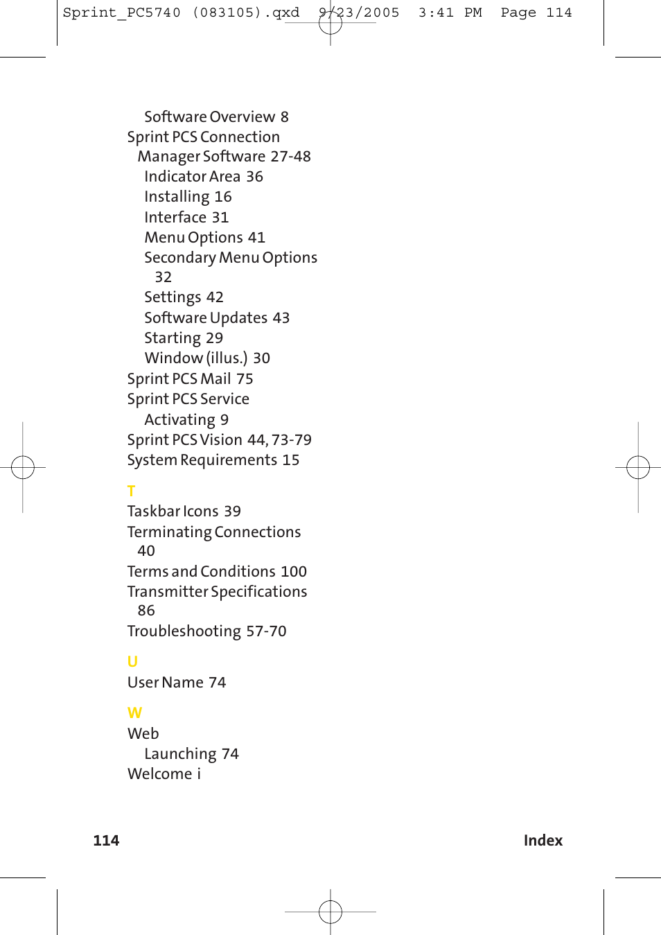 Sprint Nextel Sprint PCS Connection Card PC-5740 User Manual | Page 122 / 123