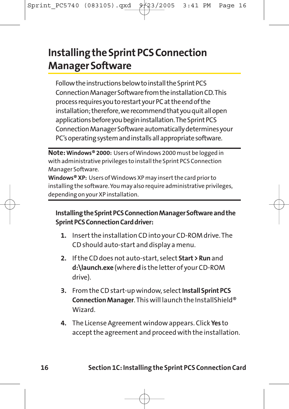 Installing the sprint pcs co | Sprint Nextel Sprint PCS Connection Card PC-5740 User Manual | Page 24 / 123