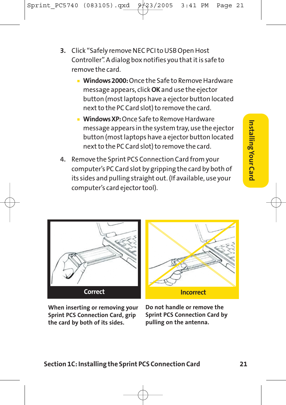 Sprint Nextel Sprint PCS Connection Card PC-5740 User Manual | Page 29 / 123