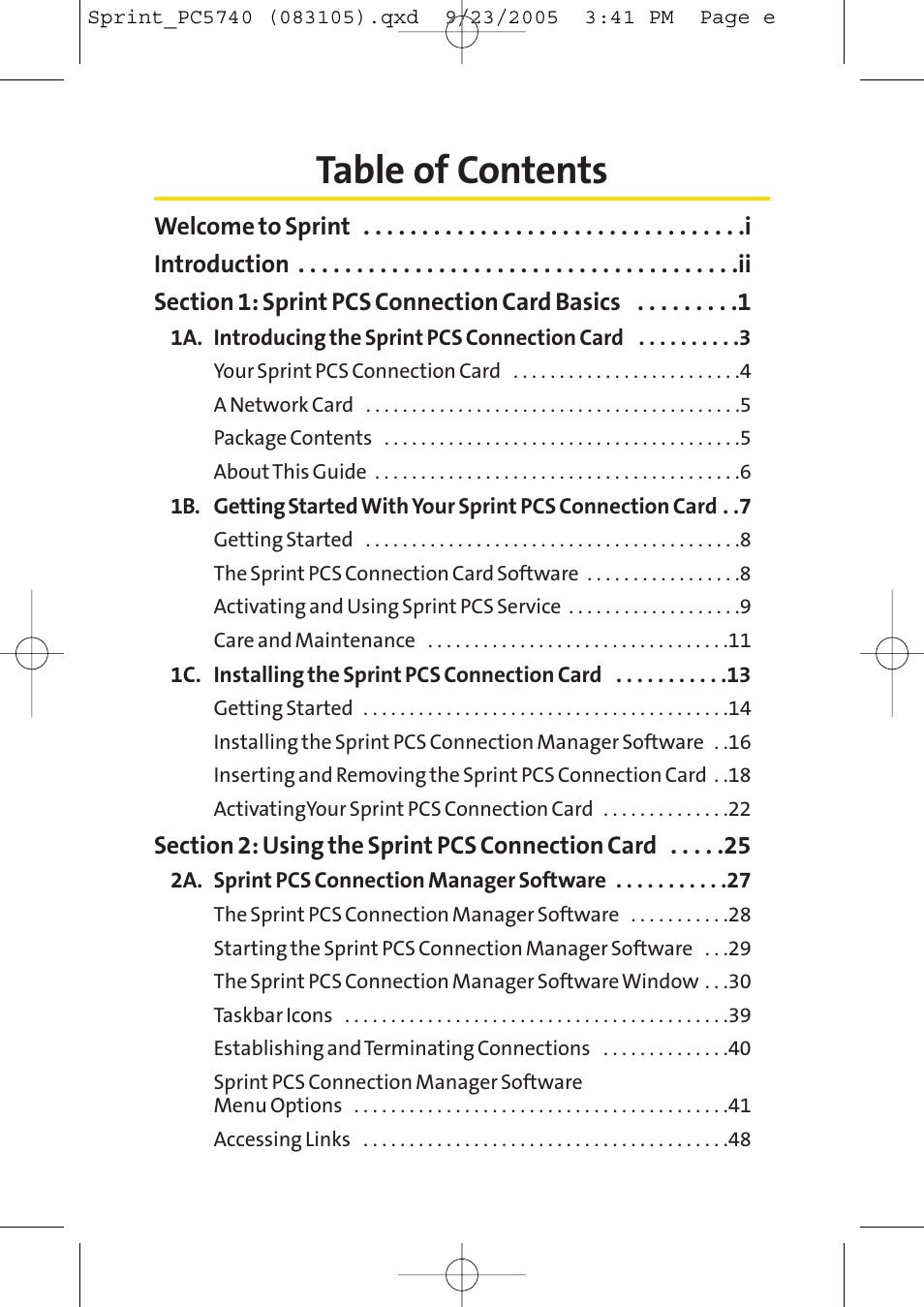 Sprint Nextel Sprint PCS Connection Card PC-5740 User Manual | Page 3 / 123