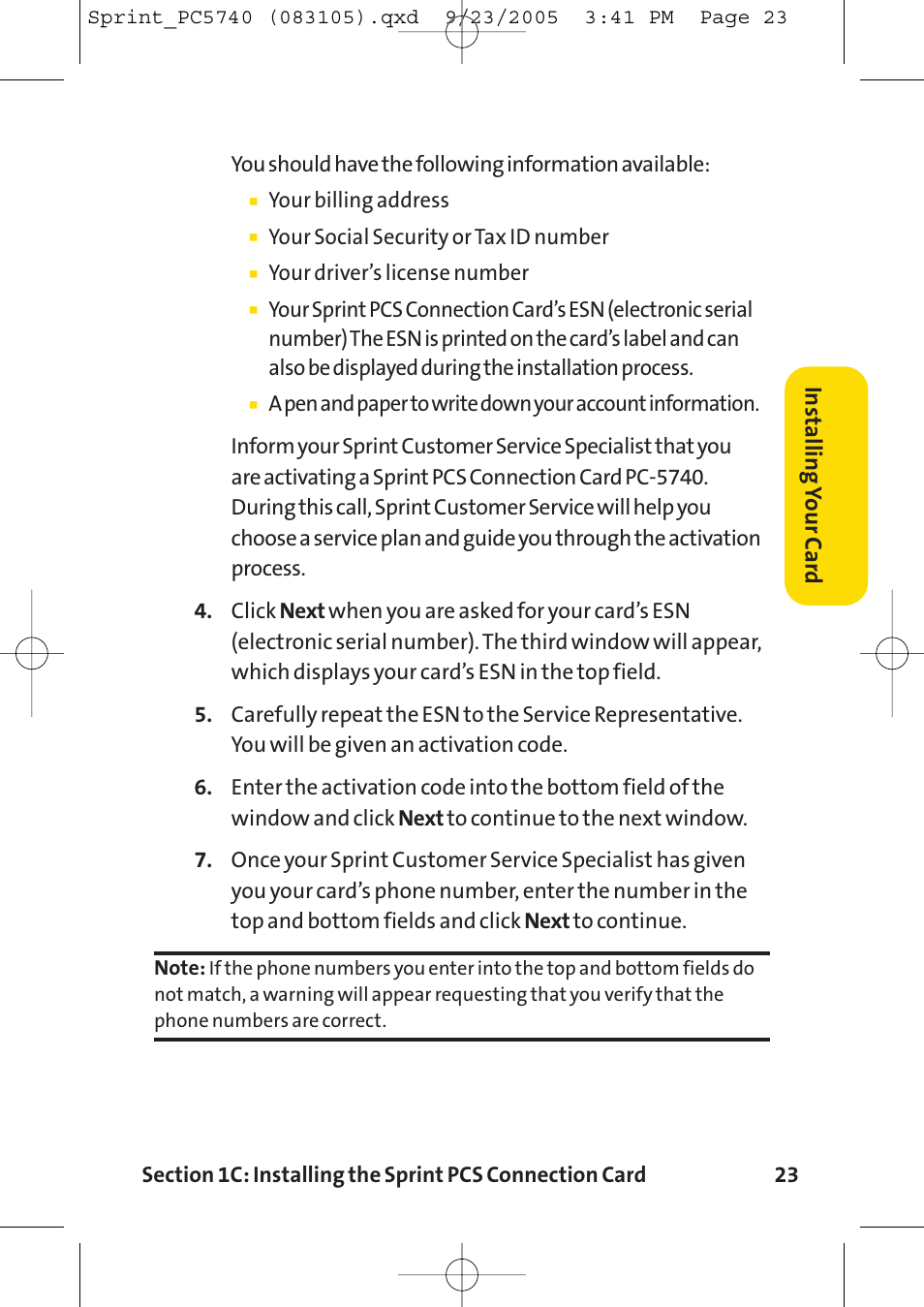 Sprint Nextel Sprint PCS Connection Card PC-5740 User Manual | Page 31 / 123