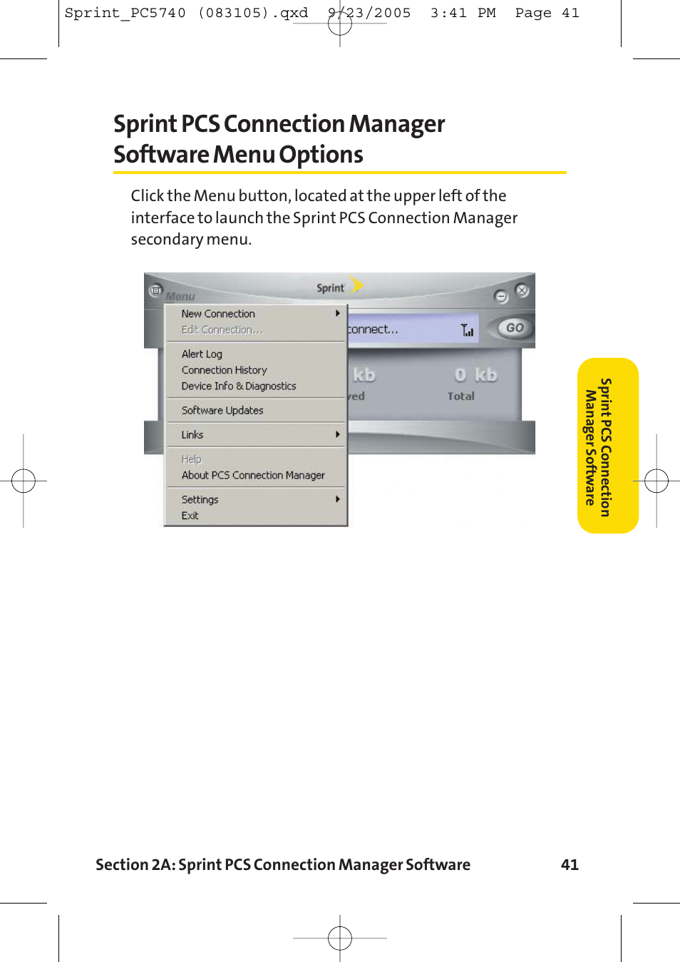 Sprint pcs connection manage | Sprint Nextel Sprint PCS Connection Card PC-5740 User Manual | Page 49 / 123