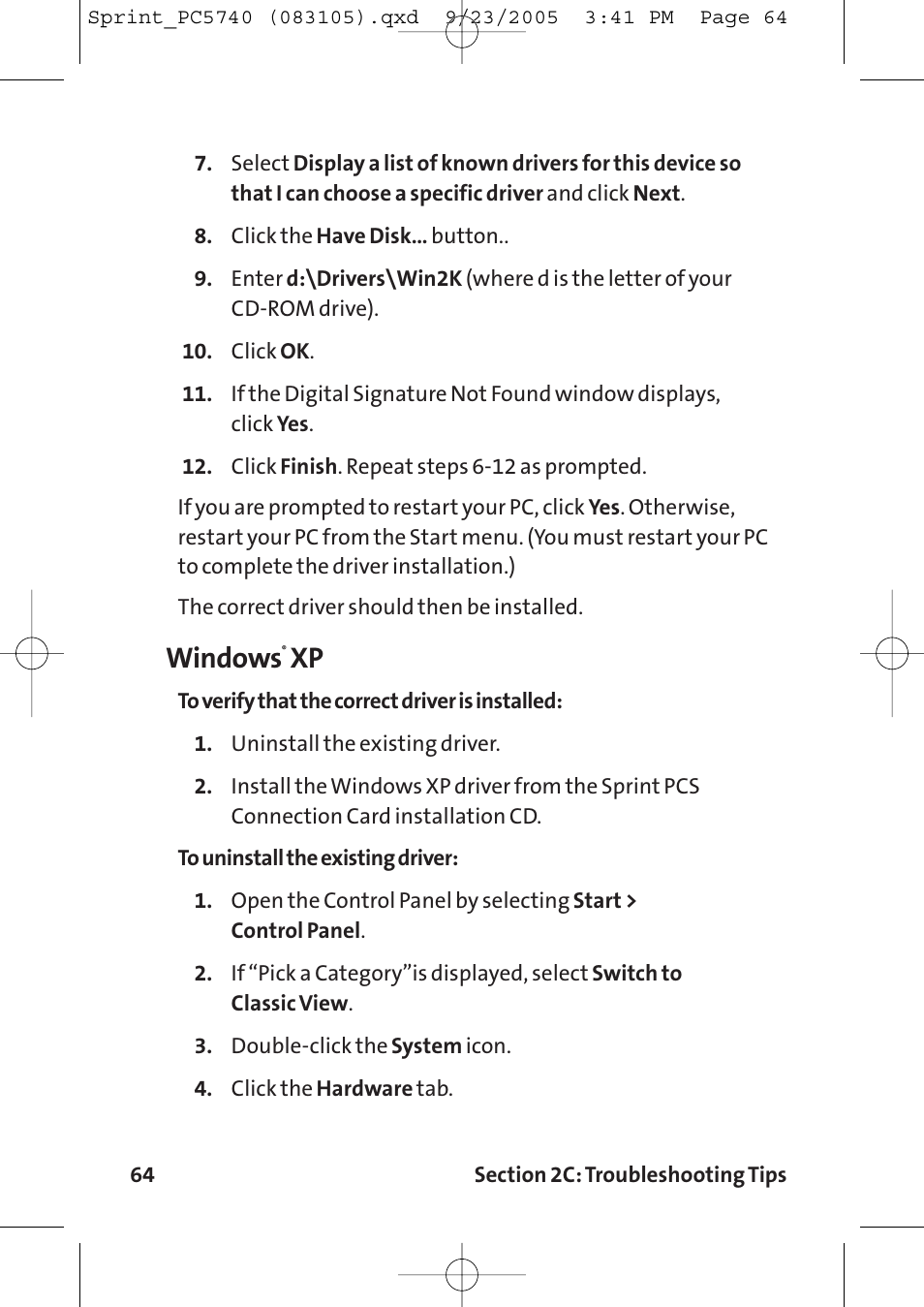 Windows | Sprint Nextel Sprint PCS Connection Card PC-5740 User Manual | Page 72 / 123