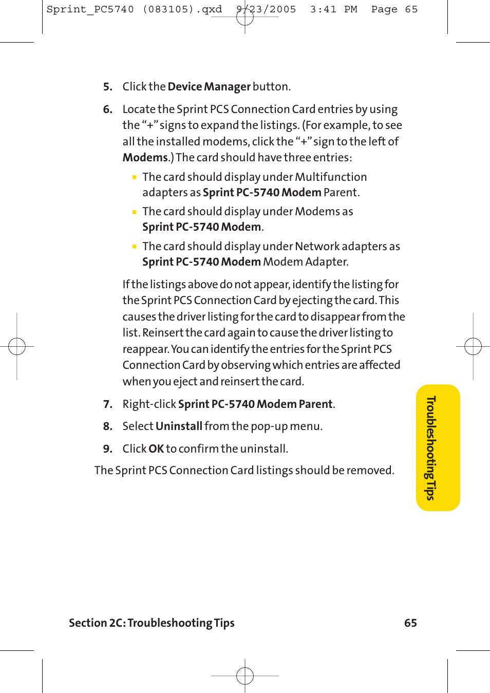 Sprint Nextel Sprint PCS Connection Card PC-5740 User Manual | Page 73 / 123