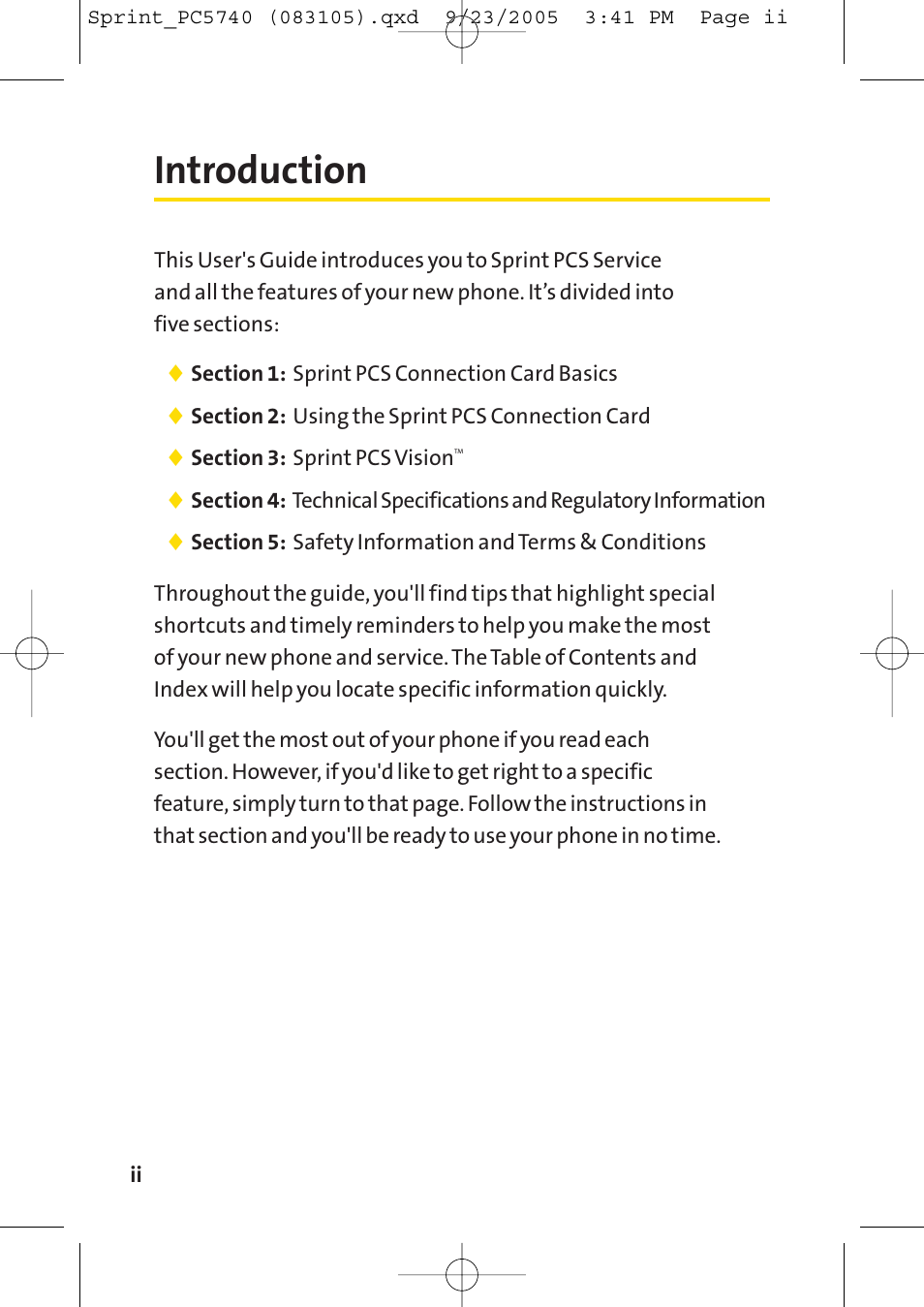 Introduction | Sprint Nextel Sprint PCS Connection Card PC-5740 User Manual | Page 8 / 123