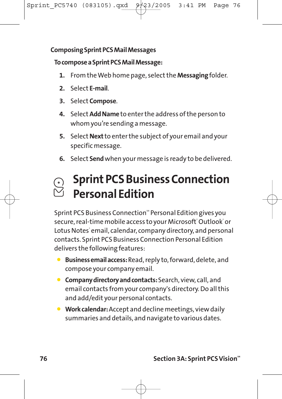 Sprint pcs business connection personal edition | Sprint Nextel Sprint PCS Connection Card PC-5740 User Manual | Page 84 / 123