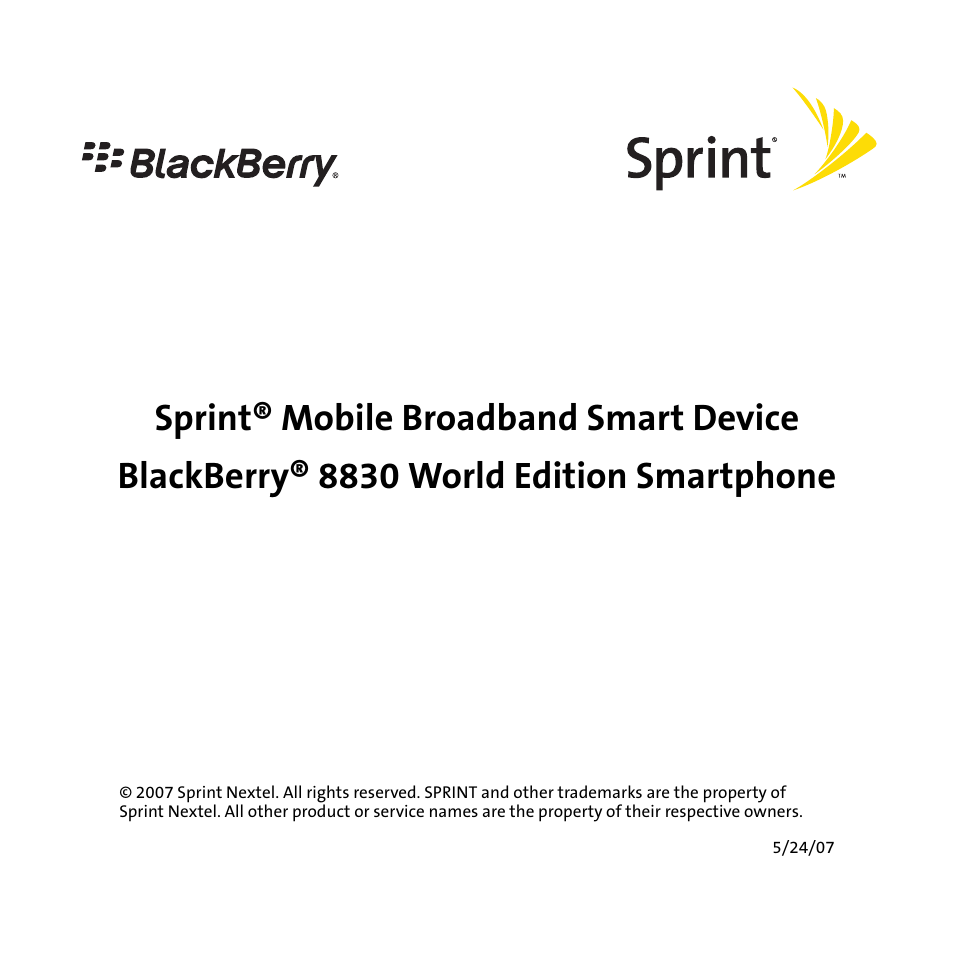 Sprint Nextel BlackBerry 8830 User Manual | 92 pages