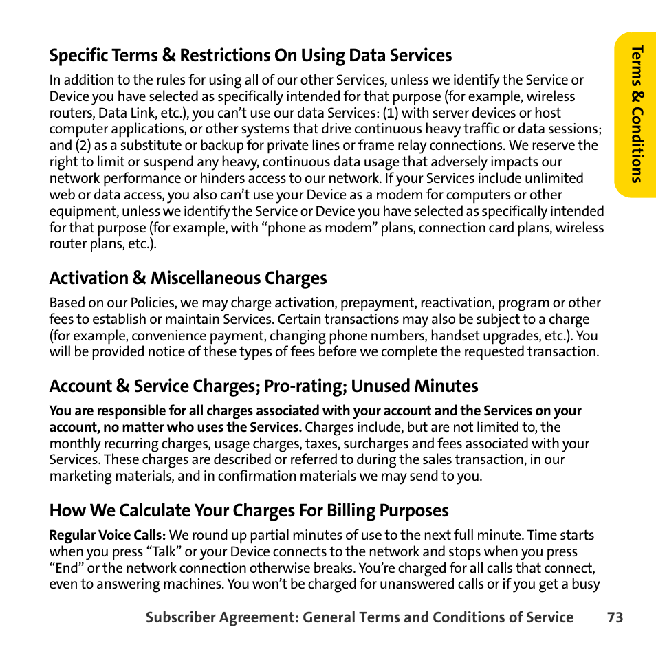 Activation & miscellaneous charges, How we calculate your charges for billing purposes | Sprint Nextel BlackBerry 8830 User Manual | Page 81 / 92