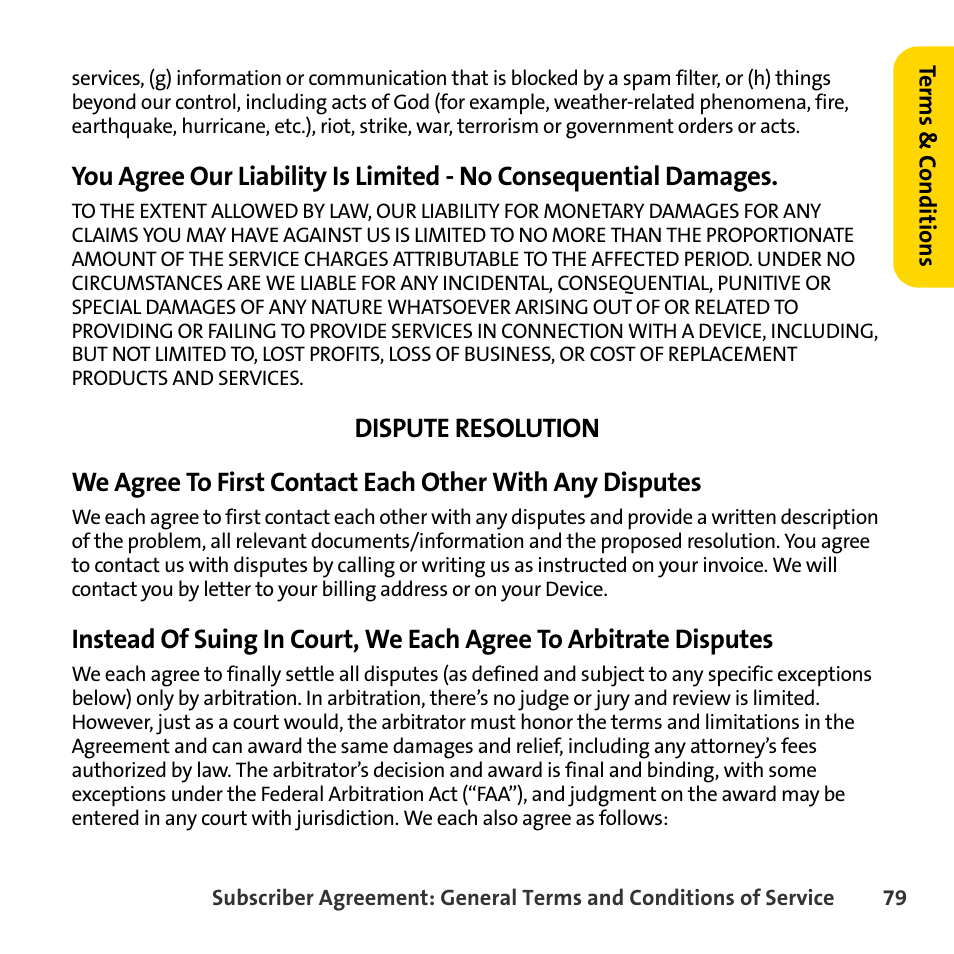 Dispute resolution | Sprint Nextel BlackBerry 8830 User Manual | Page 87 / 92