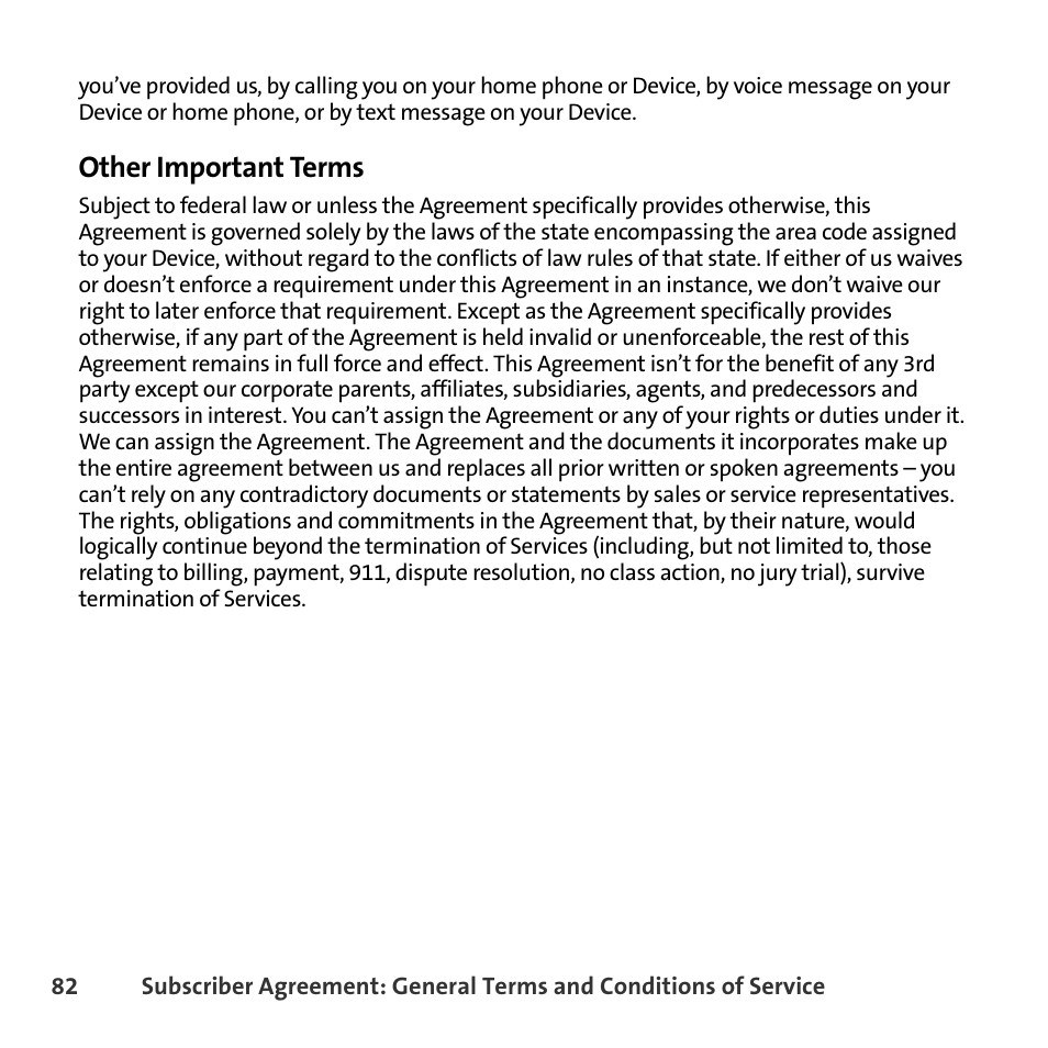 Other important terms | Sprint Nextel BlackBerry 8830 User Manual | Page 90 / 92