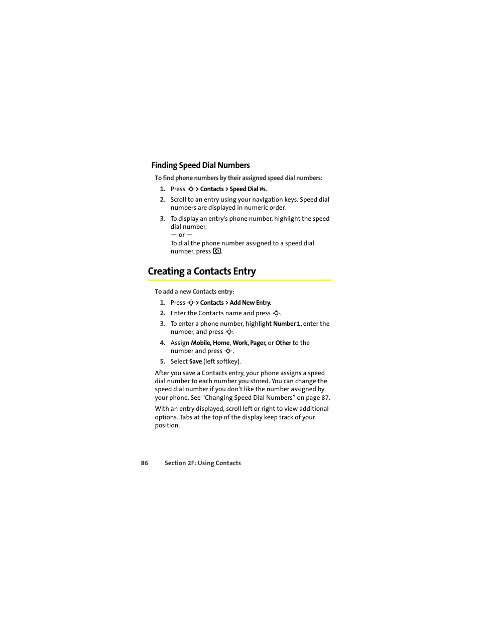 Finding speed dial numbers, Creating a contacts entry | Sprint Nextel MOTOKRZR K1M User Manual | Page 102 / 223