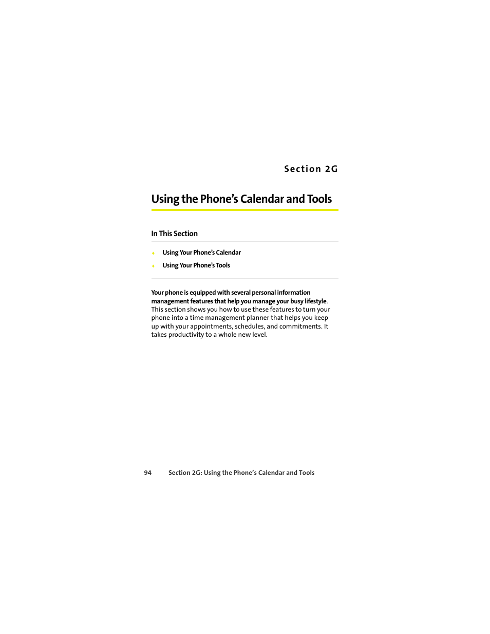 Using the phone’s calendar and tools, 2g. using the phone’s calendar and tools | Sprint Nextel MOTOKRZR K1M User Manual | Page 110 / 223